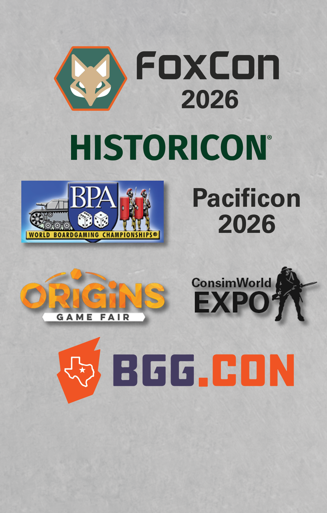 logos of various gaming conventions